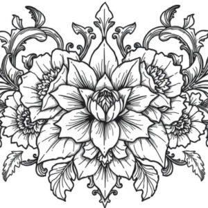 Adult Floral Coloring Scene 002