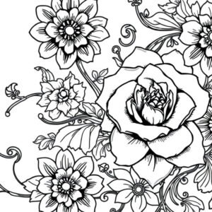 Dark Gothic Floral Coloring Example
