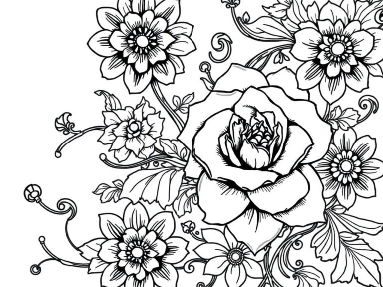 Dark Gothic Floral Coloring Example
