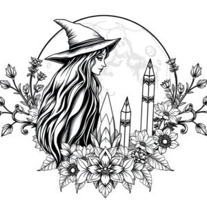 Adult Witch Coloring Pack 001