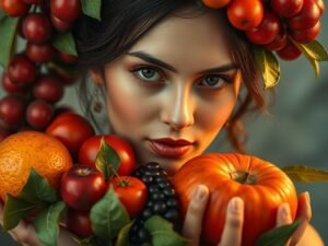 woman with fruit